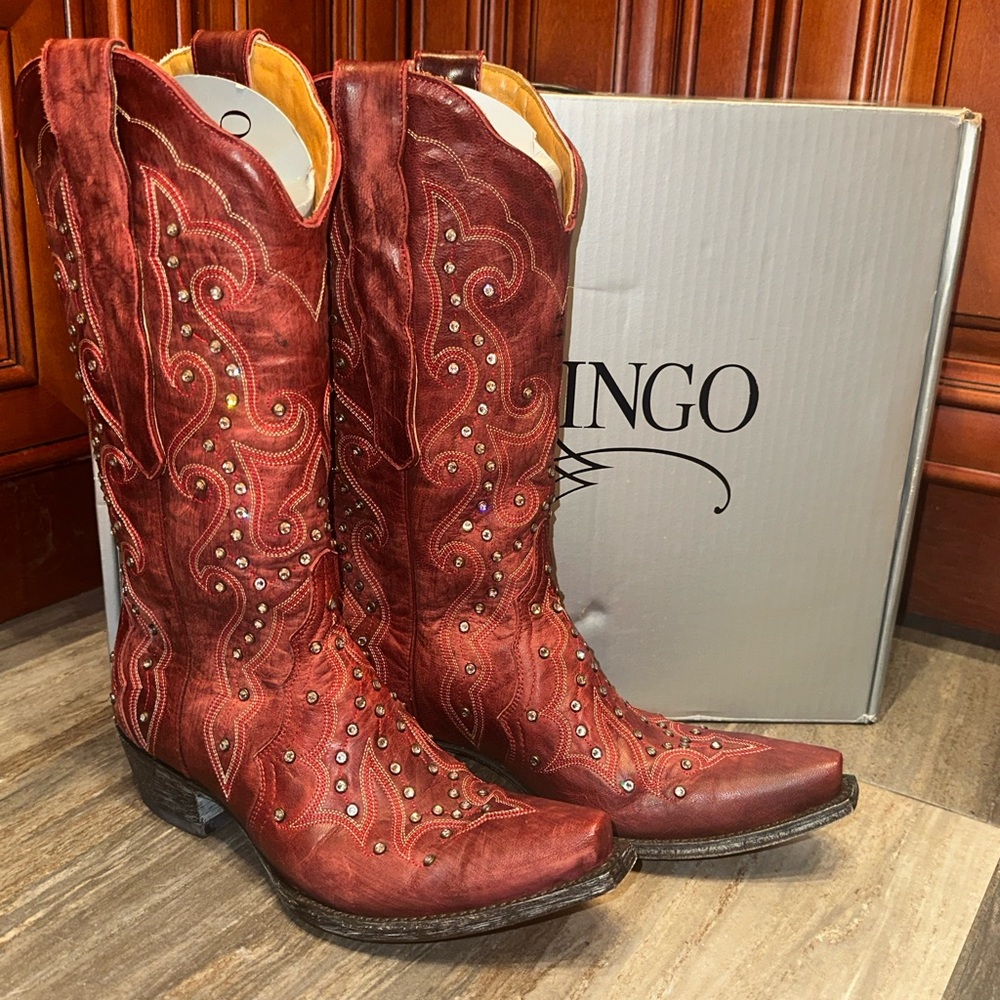 Old Gringo Celeste Red Swarovski Crystal Cowboy Boots L888-11 Size 7.5 Cowgirl - Picture 3 of 9